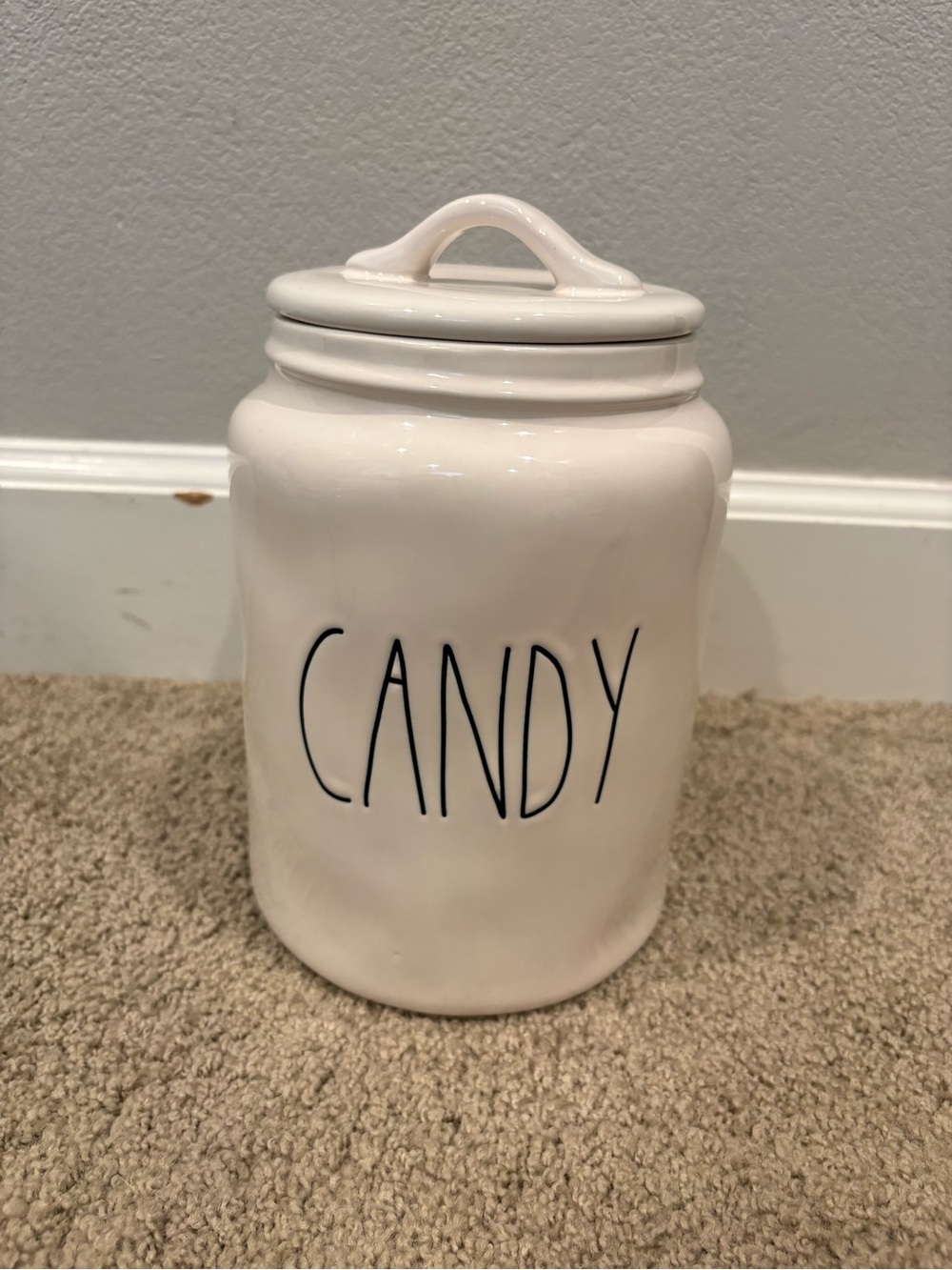 Rae Dunn White Ceramic Candy Canister with Lid - No Chips Cracks or Crazing